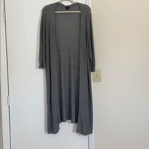 Gray knit long line cardigan